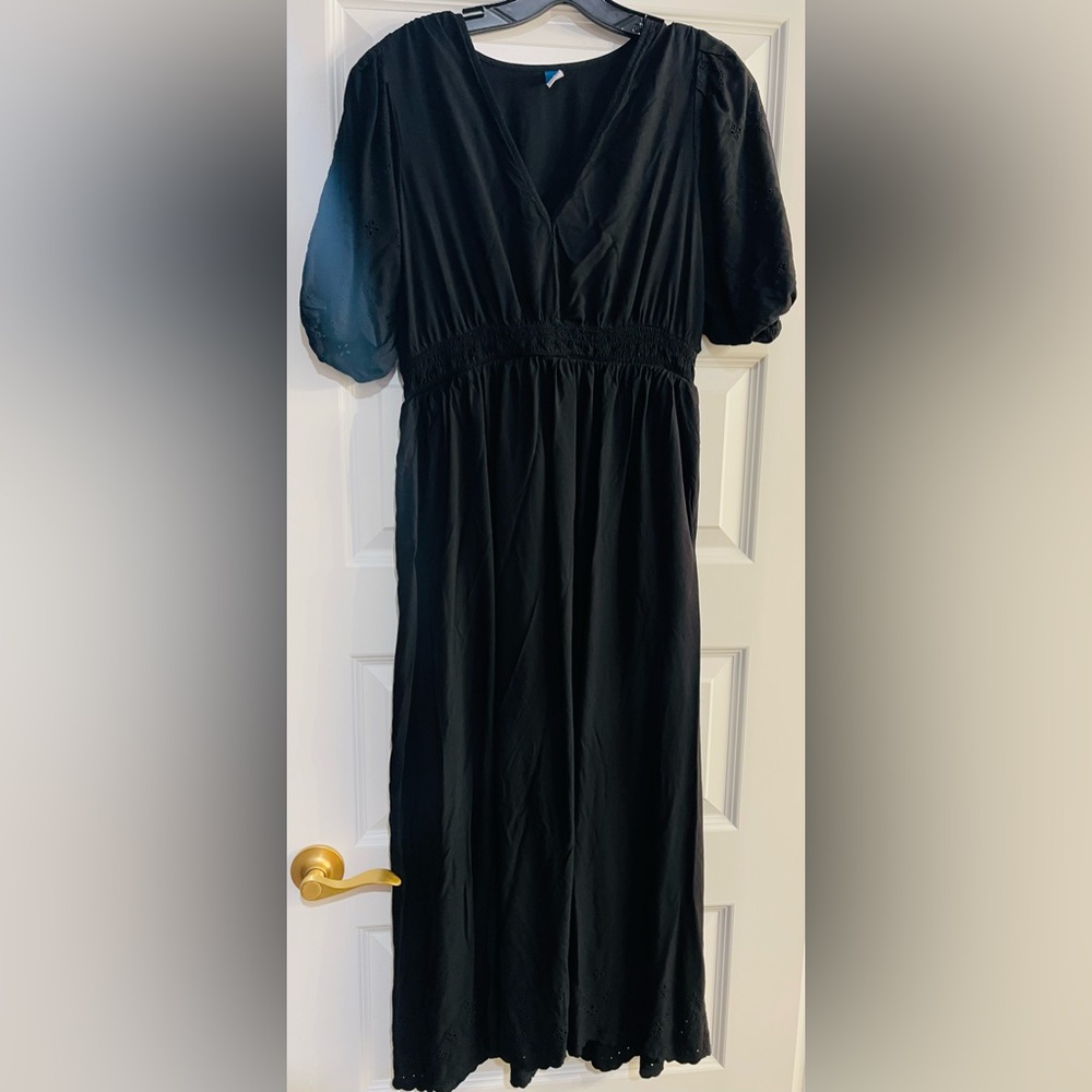 Old Navy Black Smocked Maxi Dress